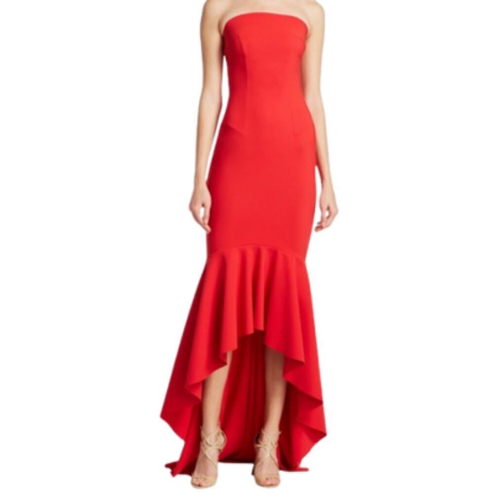 Chiara Boni Camerine Strapless High Low Dress Red Size 46 / 10